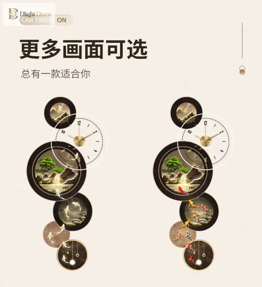 Dlight Decor Nine Fish Clock Wall Light Mural Wall Art