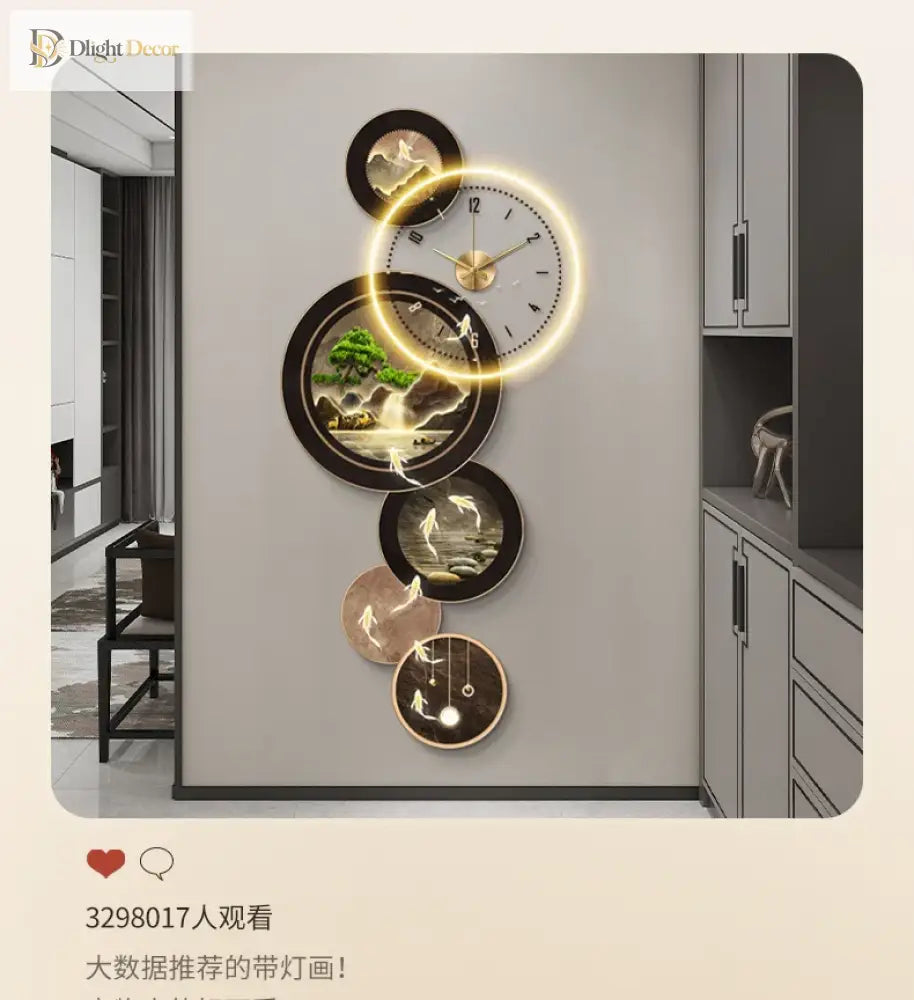 Dlight Decor Nine Fish Clock Wall Light Mural Wall Art