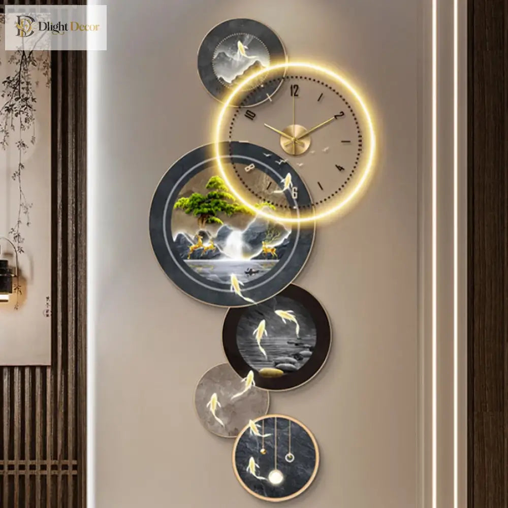 Dlight Decor Nine Fish Clock Wall Light Mural Wall Art
