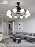 Nordic Living Room Fan Lamp Frequency Conversion Restaurant Ceiling Invisible Light Luxury Cystal