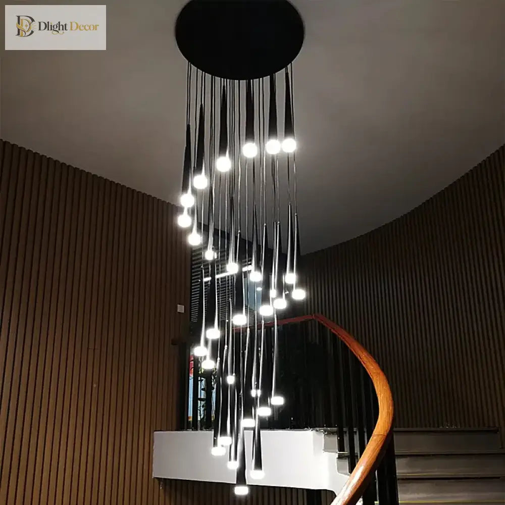 Contemporary Stair Chandelier - Elevate Your Duplex Apartment With Nordic Loft Elegance Pendant