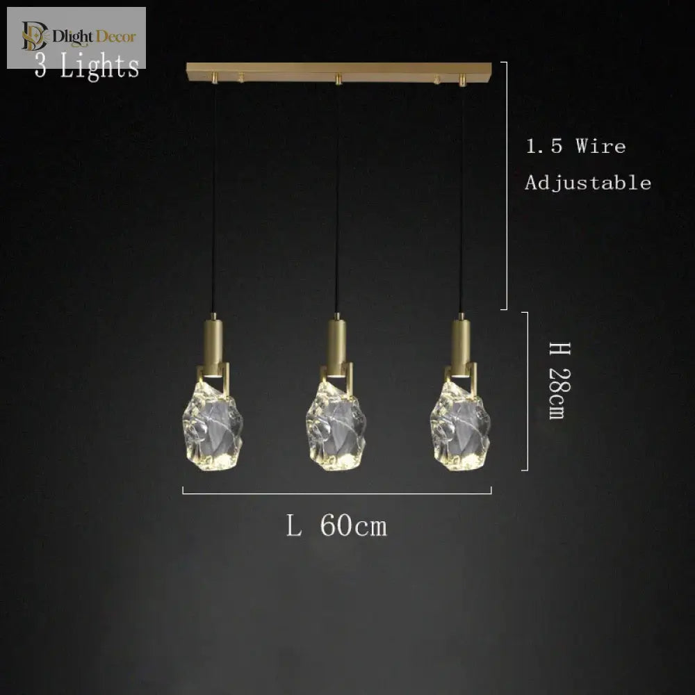Nordic Pendant Light Gold Luxury Italian Design Crystal Dining Room Kitchen Suspension Indoor