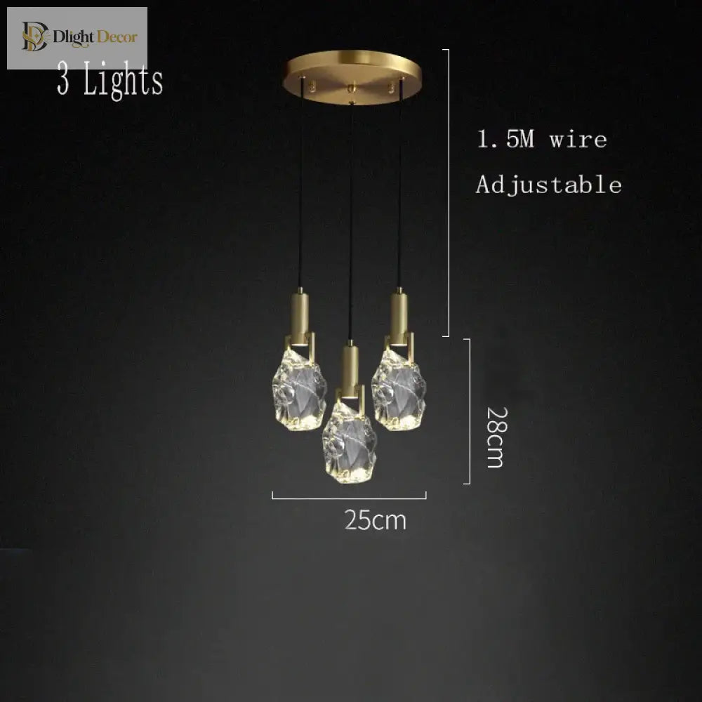 Nordic Pendant Light Gold Luxury Italian Design Crystal Dining Room Kitchen Suspension Indoor