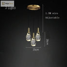 Nordic Pendant Light Gold Luxury Italian Design Crystal Dining Room Kitchen Suspension Indoor