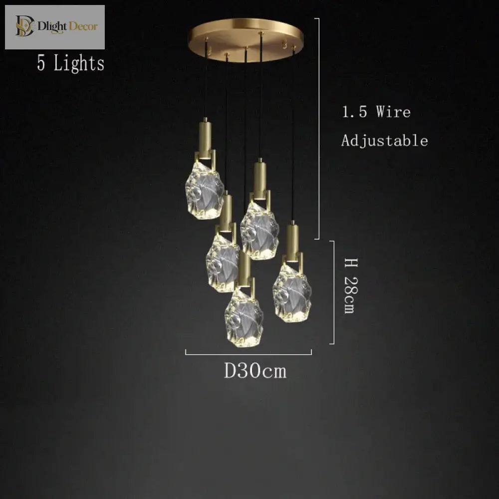 Nordic Pendant Light Gold Luxury Italian Design Crystal Dining Room Kitchen Suspension Indoor