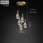 Nordic Pendant Light Gold Luxury Italian Design Crystal Dining Room Kitchen Suspension Indoor
