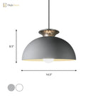 Nordic Style Aluminum Dome Pendant Lamp - Grey/White For Snack Bars