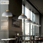 Nordic Style Aluminum Dome Pendant Lamp - Grey/White For Snack Bars