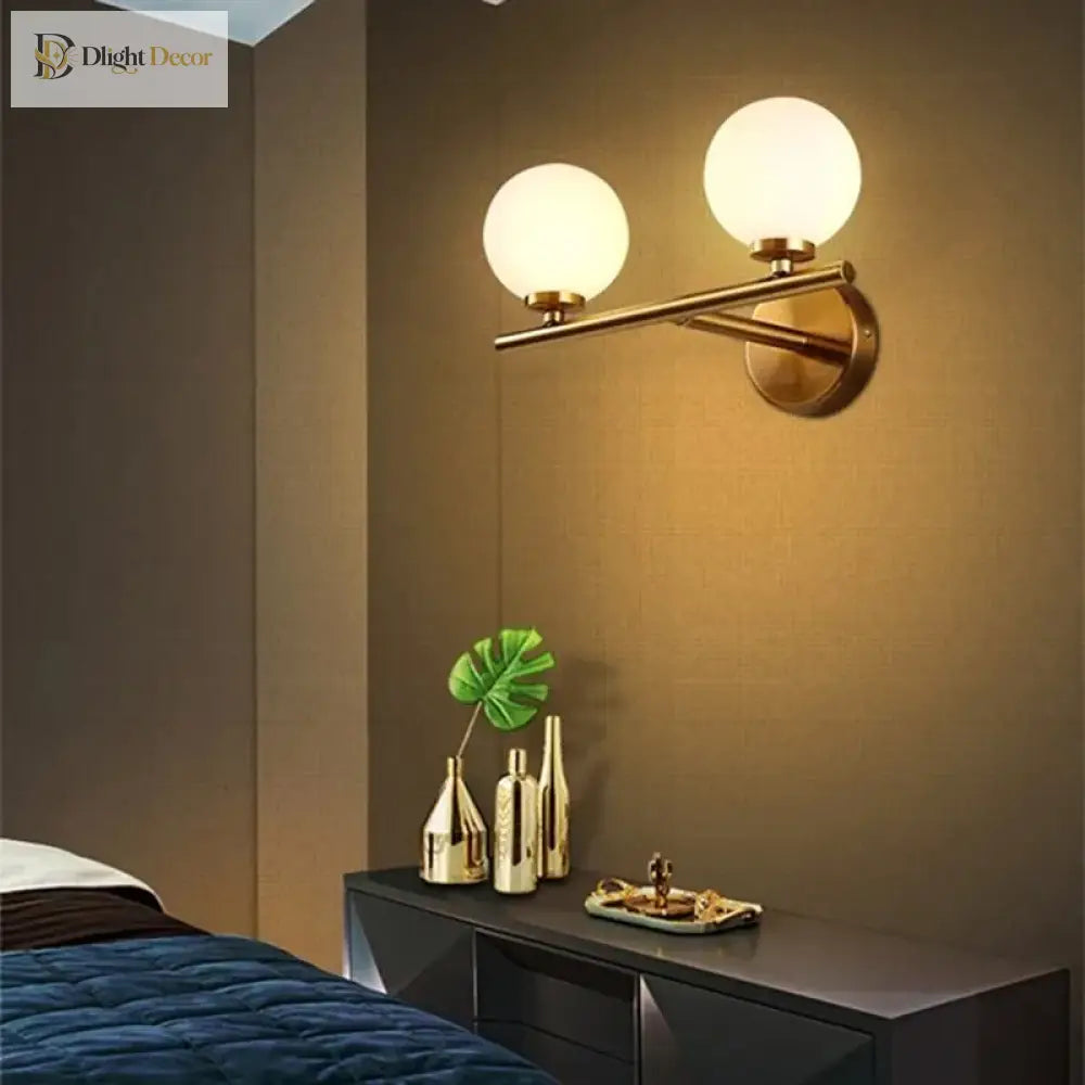 Nordic Gold Wall Lamp With Glass Orb Shade - Elegant Lighting For Bathroom Bedside Hotel Aisle And