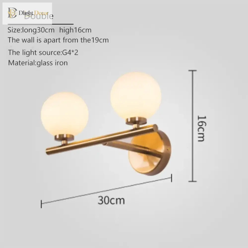 Nordic Gold Wall Lamp With Glass Orb Shade - Elegant Lighting For Bathroom Bedside Hotel Aisle And