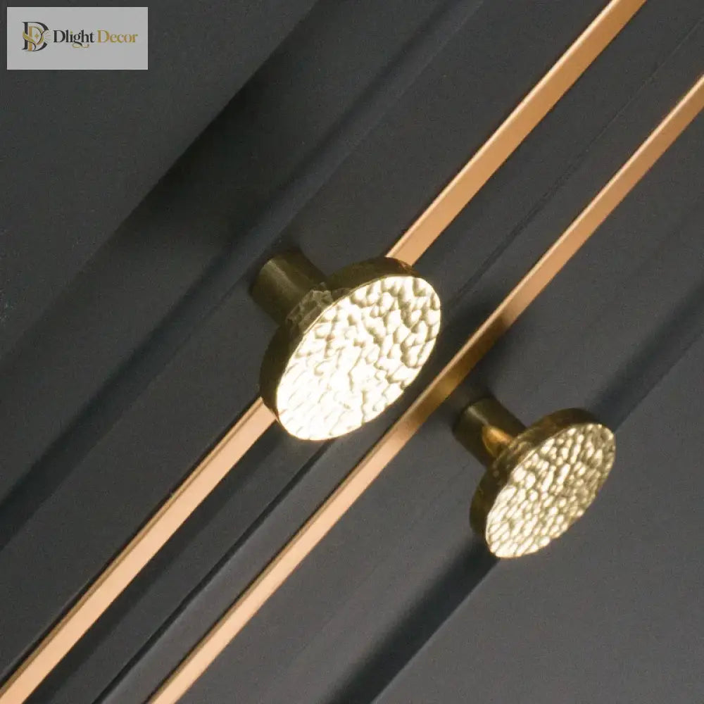 Nordic Handmade Brass Hammered Cabinet Handles – High-End Pulls for Drawers Wardrobes and Kitchen Furniture Knobs