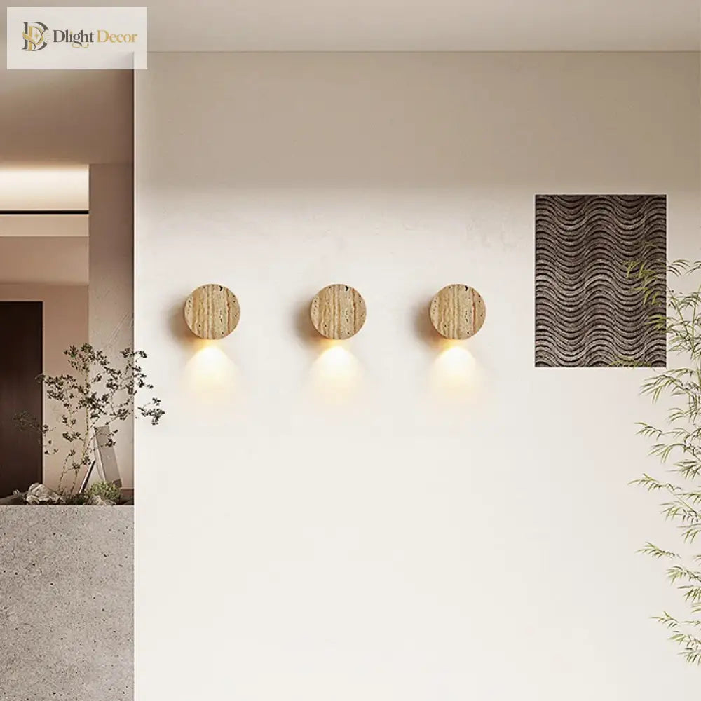 Nordic Minimalist Cream Wall Lamp - Japanese Wabi Sabi Elegance With Natural Yellow Stone For