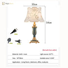 Desk lamp size diagram: 54cm height, 30cm width, includes plug options US/UK/Euro.