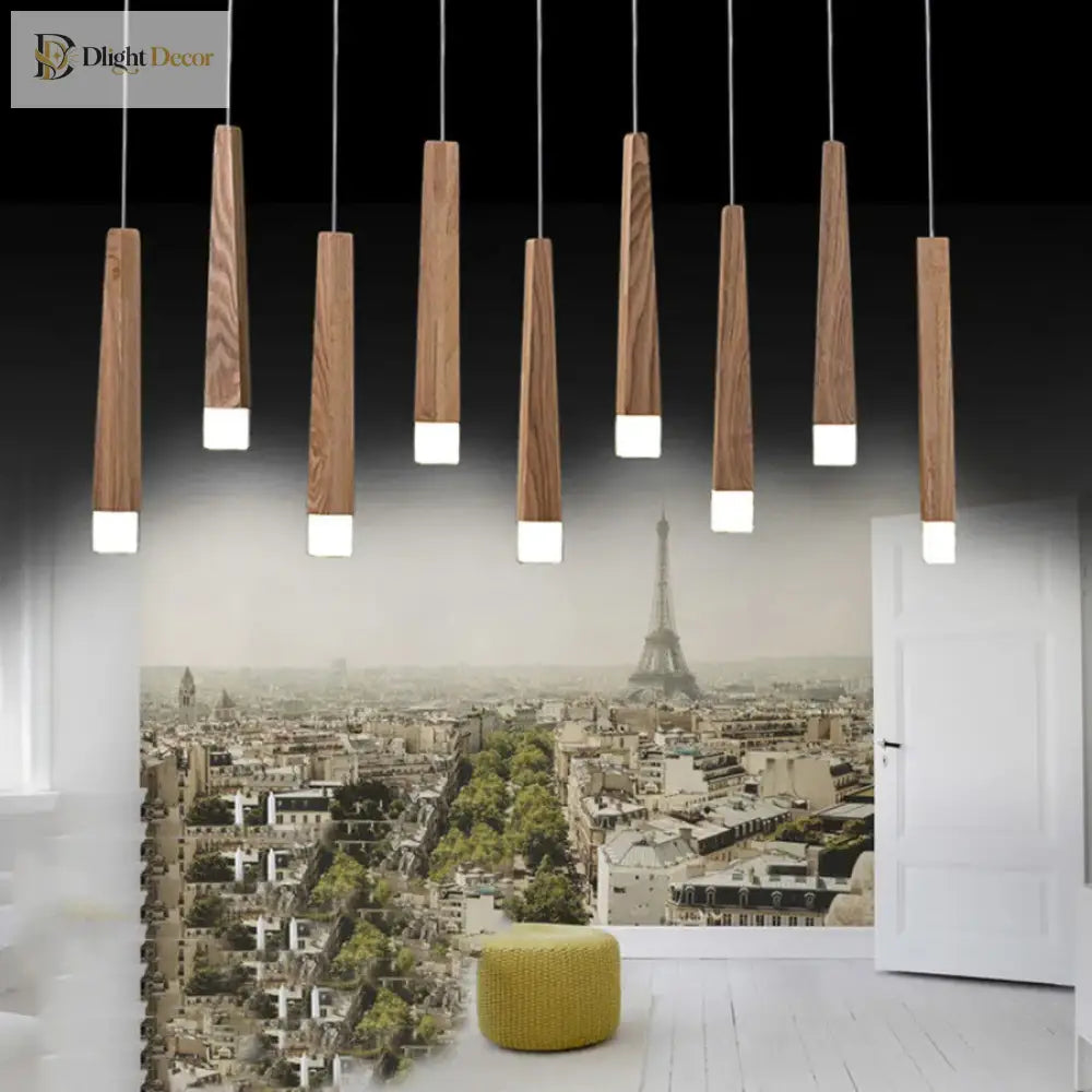 Modern Wooden Stick Pendant Light - Nordic Elegance For Kitchen And Living Room Decor Lights