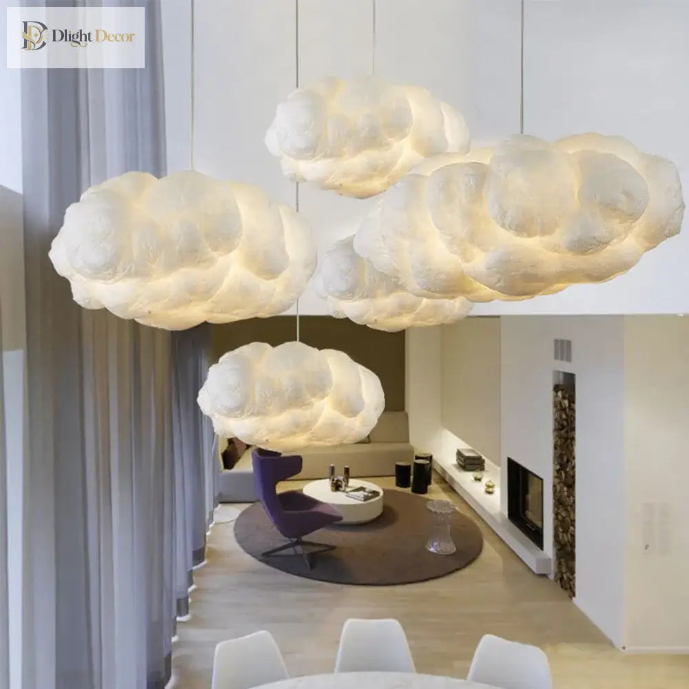 Nordic Clouds Pendant Lights - Ideal For Hotel Lobby And Restaurant Decor Unique Silk Lamp Dark
