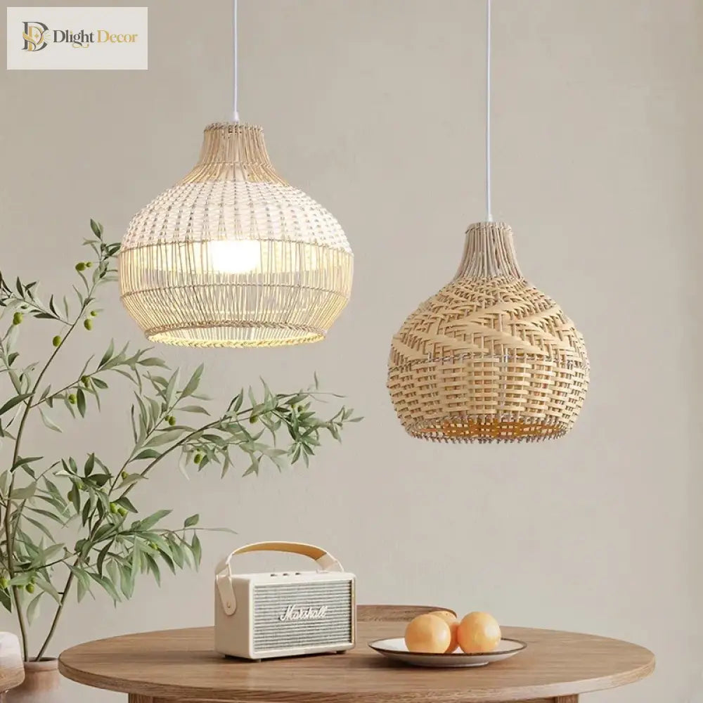 Nordic Gyro Rattan Pendant Lights - Handmade Artistic Illumination For Kitchen And Dining Decor