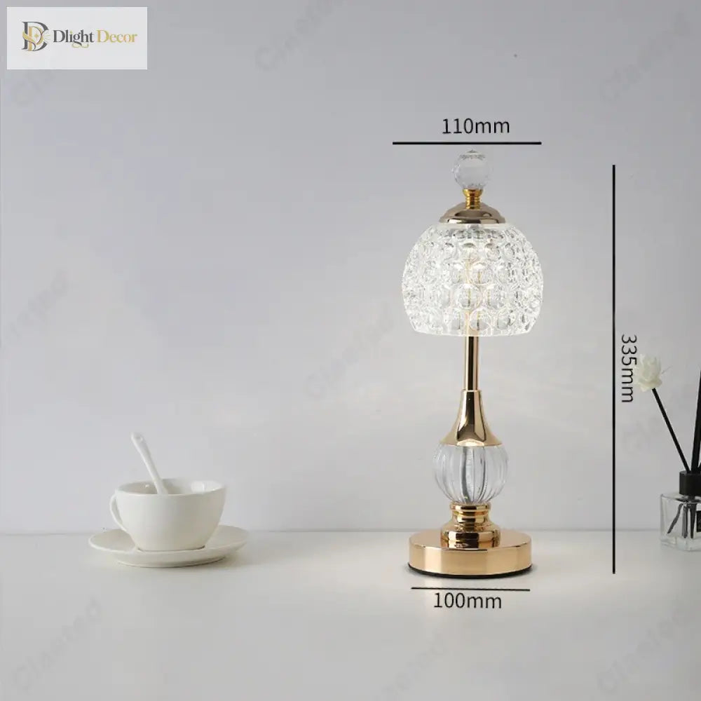 New Metal Crystal Acrylic Table Lamp - Retro Nordic Bedroom Bedside Decorative Night Light