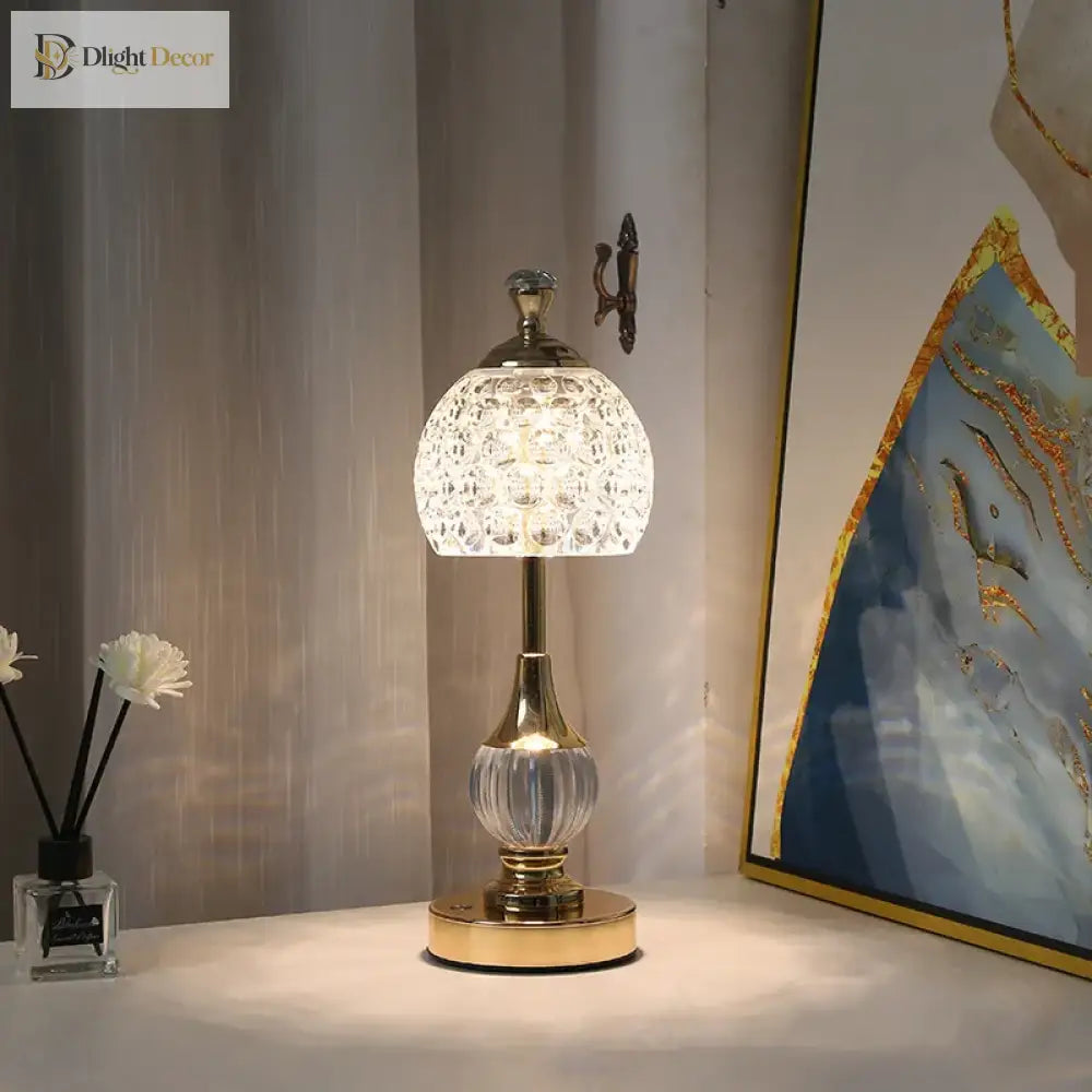 New Metal Crystal Acrylic Table Lamp - Retro Nordic Bedroom Bedside Decorative Night Light