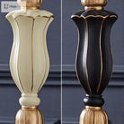 Curved ribbed resin lamp base in light cream and glossy black with gold top