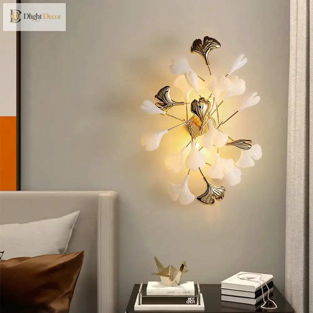 Nordic Wall Lamp - Ginkgo Leaf Design For Guest Rooms Bedrooms Kitchens Restaurants And Home