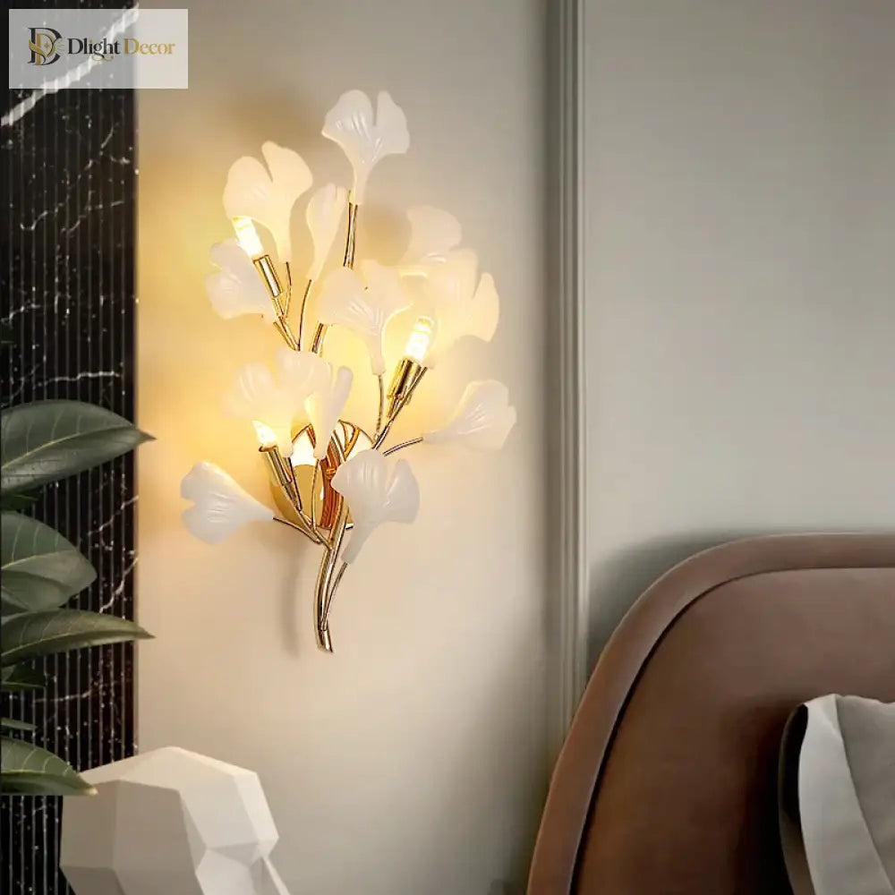 Nordic Wall Lamp - Ginkgo Leaf Design For Guest Rooms Bedrooms Kitchens Restaurants And Home