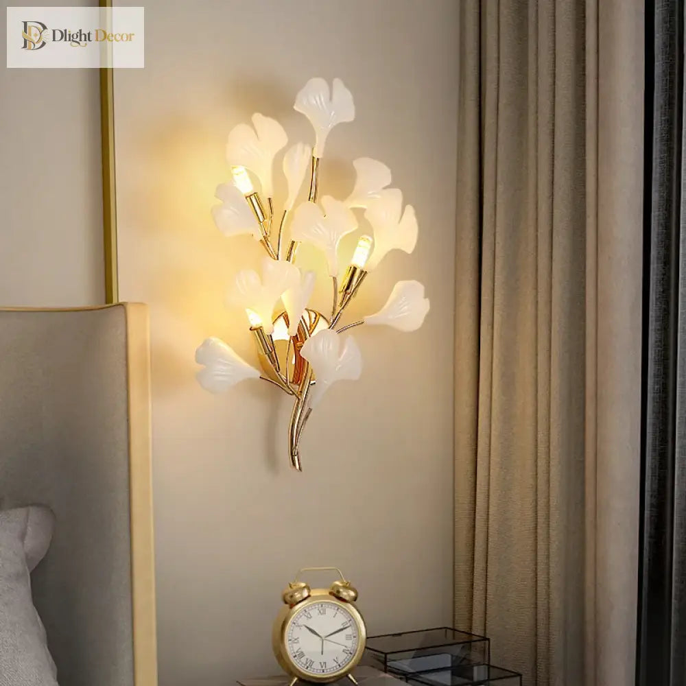 Nordic Wall Lamp - Ginkgo Leaf Design For Guest Rooms Bedrooms Kitchens Restaurants And Home