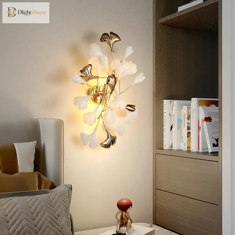 Nordic Wall Lamp - Ginkgo Leaf Design For Guest Rooms Bedrooms Kitchens Restaurants And Home