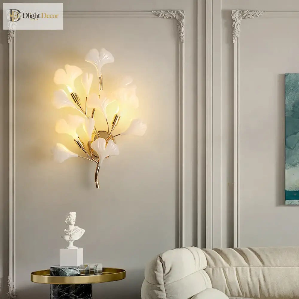 Nordic Wall Lamp - Ginkgo Leaf Design For Guest Rooms Bedrooms Kitchens Restaurants And Home