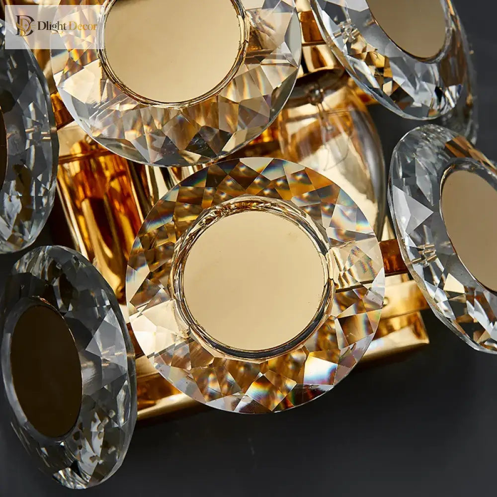 Nova New Design Creative Round Crystal Wall Lamp Art Sun Modeling Background Hallway Stairwell