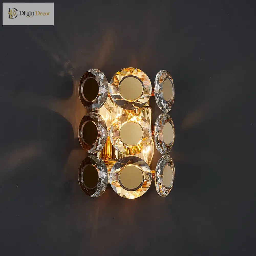 Nova New Design Creative Round Crystal Wall Lamp Art Sun Modeling Background Hallway Stairwell