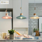 Modern Mini Colorful Pendant Light With Lovely Cement Saucer Shade For Bedroom