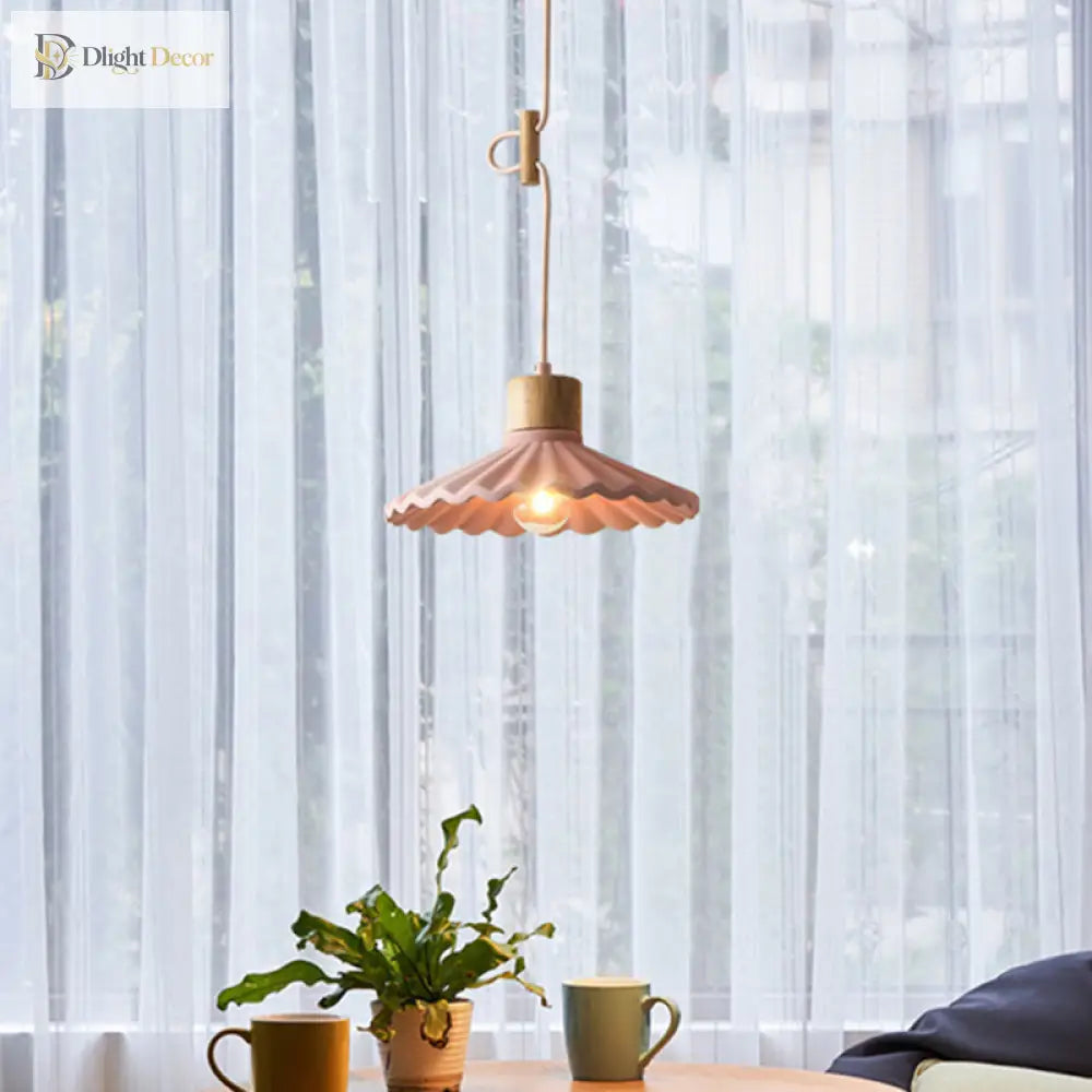 Modern Mini Colorful Pendant Light With Lovely Cement Saucer Shade For Bedroom
