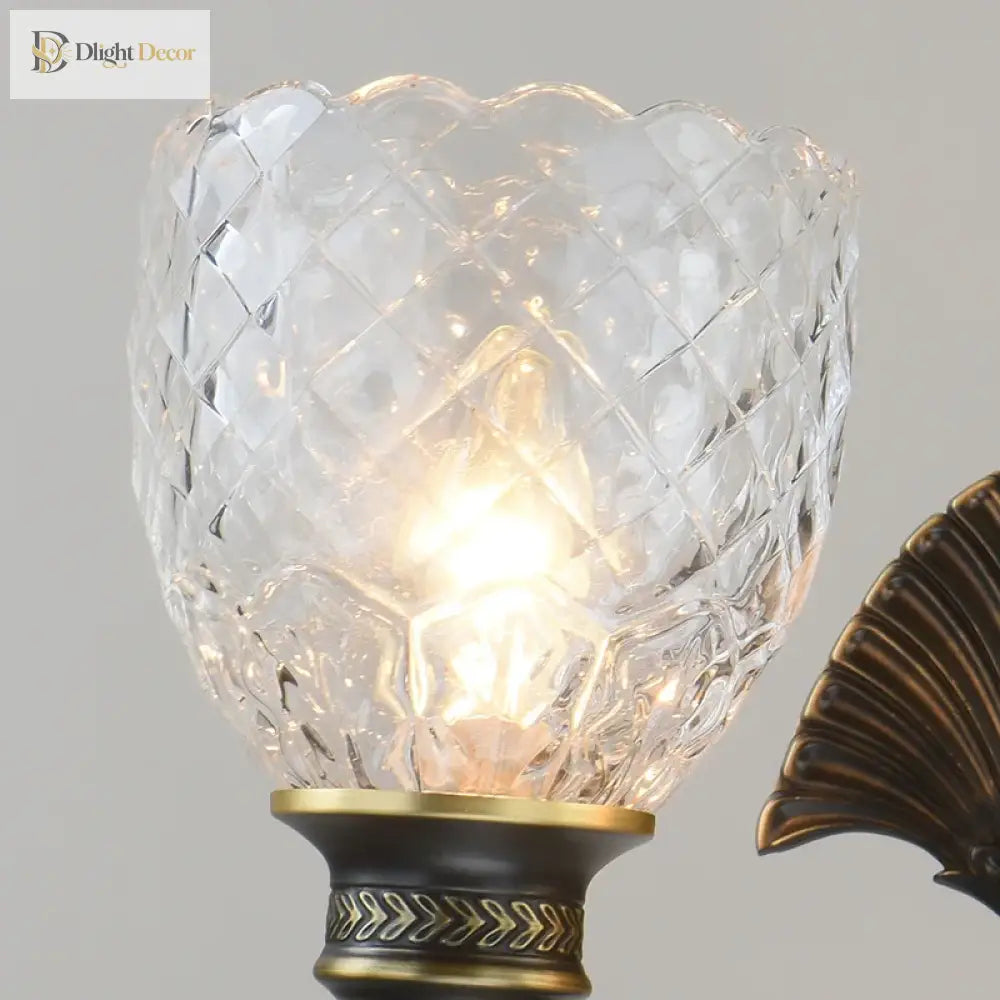 Oliver - American Retro Classic All Copper Glass Wall Lamp Light Luxury Creative Study Bedroom