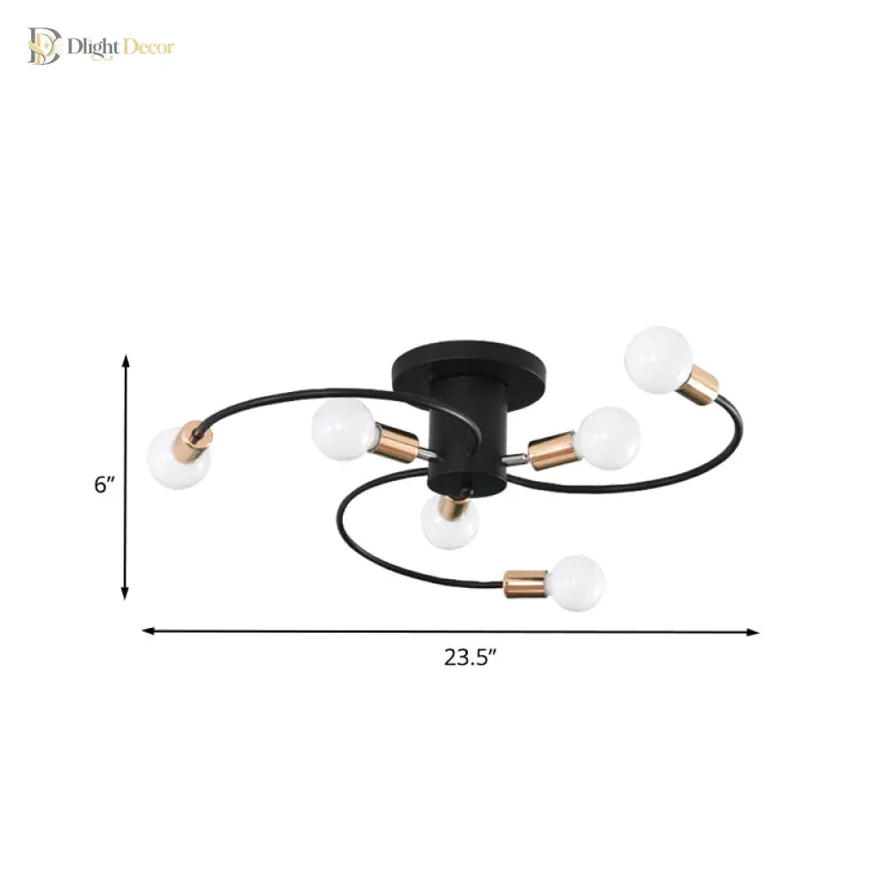 Olivia’s Modern Black & Gold Spiral Ceiling Lamp