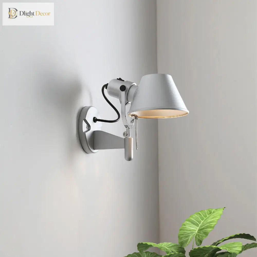 Olivia’s Adjustable Metal Truncated Cone Wall Sconce - Industrial Chic For Bedside Lighting In