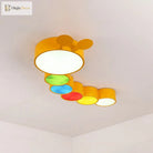 Olivia Yellow Metallic Cartoon Caterpillar Led Flush Mount Ceiling Light For Kindergarten