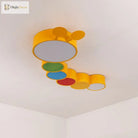 Olivia Yellow Metallic Cartoon Caterpillar Led Flush Mount Ceiling Light For Kindergarten