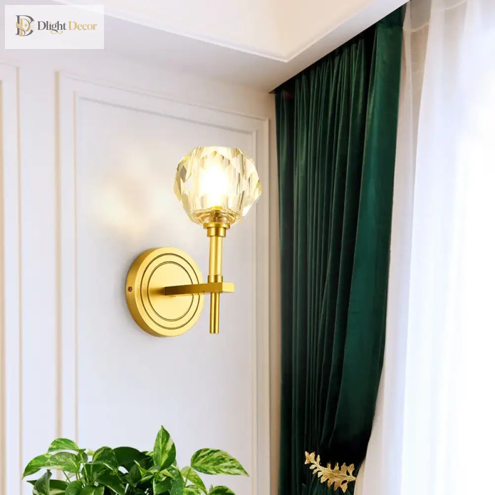 Olivia - All Copper Wall Lamp Crystal Bedside Living Room Postmodern Minimalist Bathroom Bedroom
