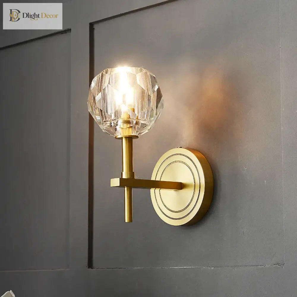 Olivia - All Copper Wall Lamp Crystal Bedside Living Room Postmodern Minimalist Bathroom Bedroom