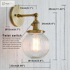 Permo Industrial Ribbed Globe Glass Wall Light - Stylish Switched Sconces For Kitchen Living Room