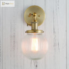 Permo Industrial Ribbed Globe Glass Wall Light - Stylish Switched Sconces For Kitchen Living Room