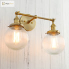 Phansthy Vintage Double Head Wall Sconces - Retro Rustic Lamps With Globe Glass Shades And Switch
