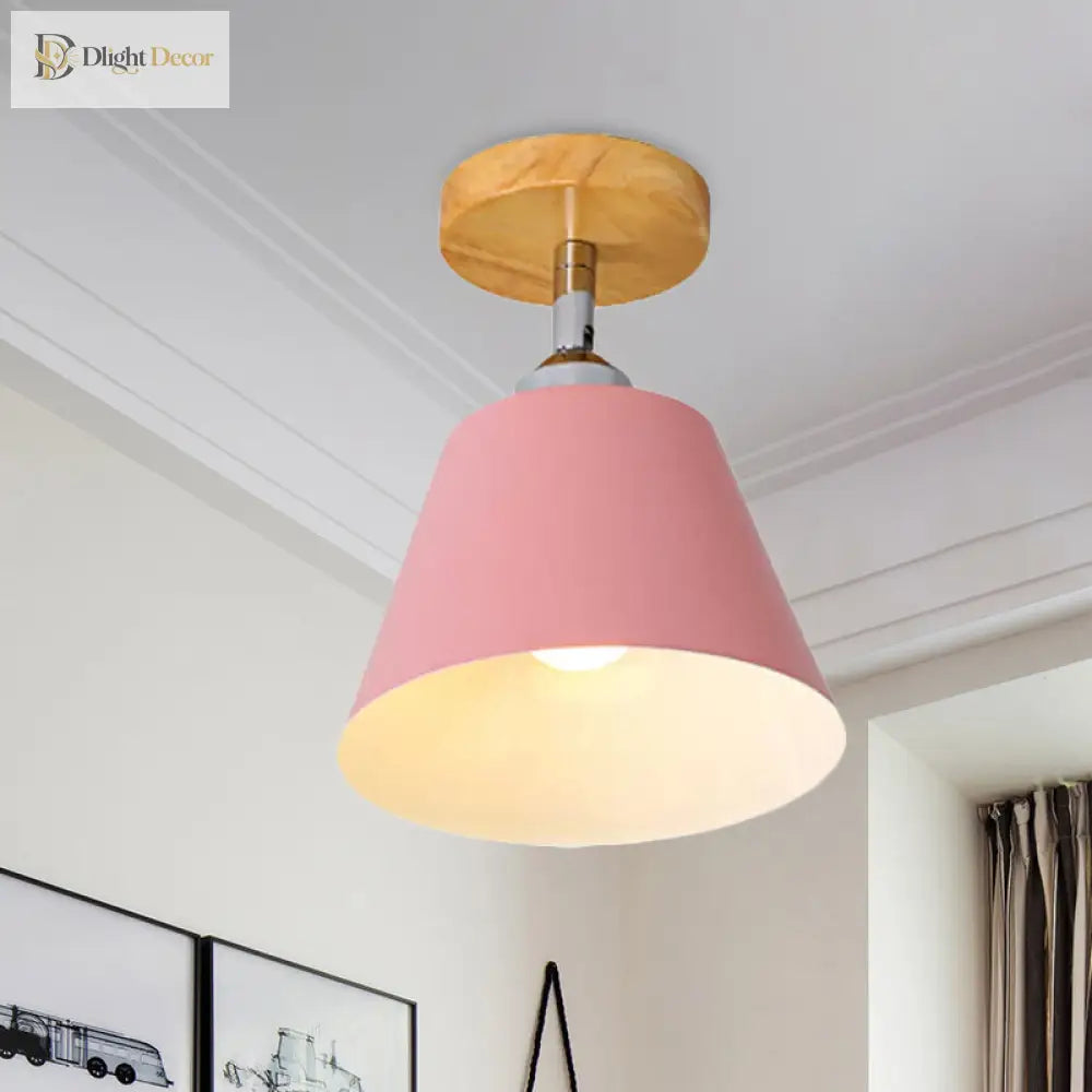 Olivia’s Modern Cone Light - Pink & Gray Semi - Flush Mount