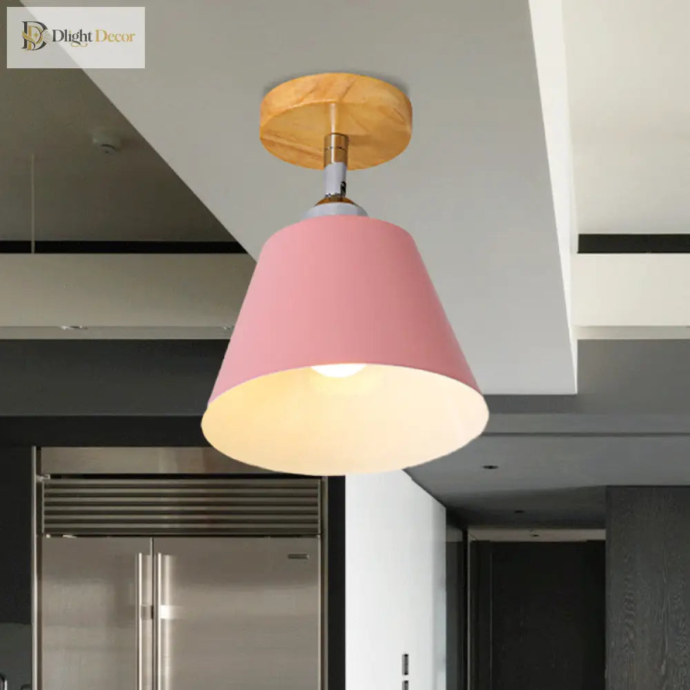 Olivia’s Modern Cone Light - Pink & Gray Semi - Flush Mount