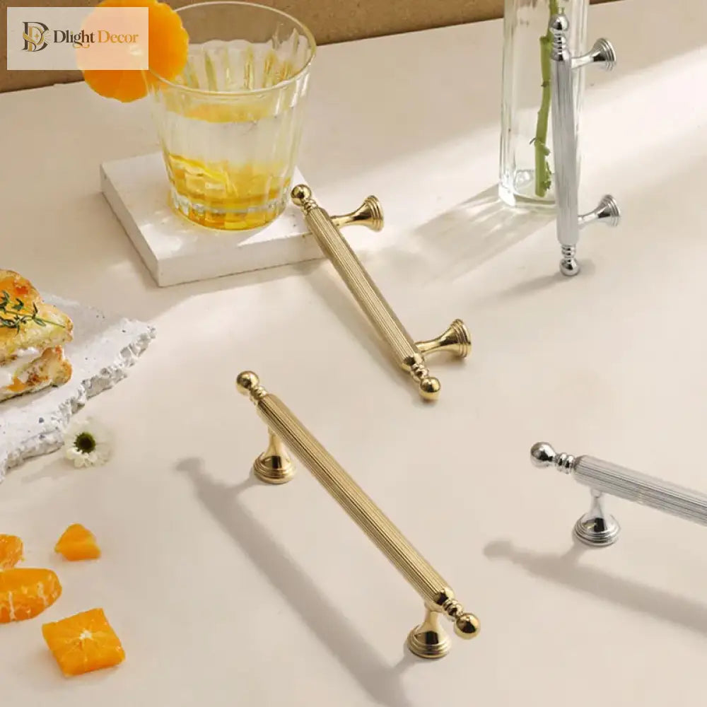 Polished Gold Brass Furniture Handles – Chrome Cabinet Pulls and French Wardrobe Drawer Knobs Handles