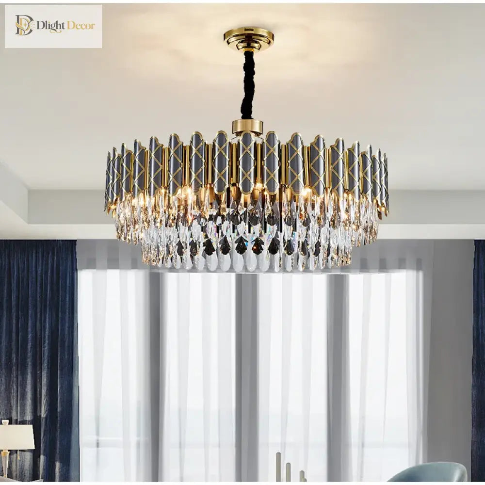 Elegant Post - Modern Black Crystal Chandelier - A Simple Atmosphere Fixture For Living Rooms
