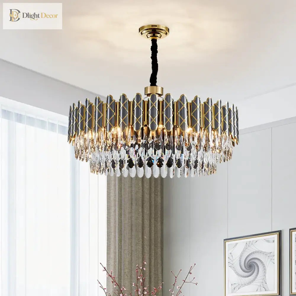 Elegant Post - Modern Black Crystal Chandelier - A Simple Atmosphere Fixture For Living Rooms