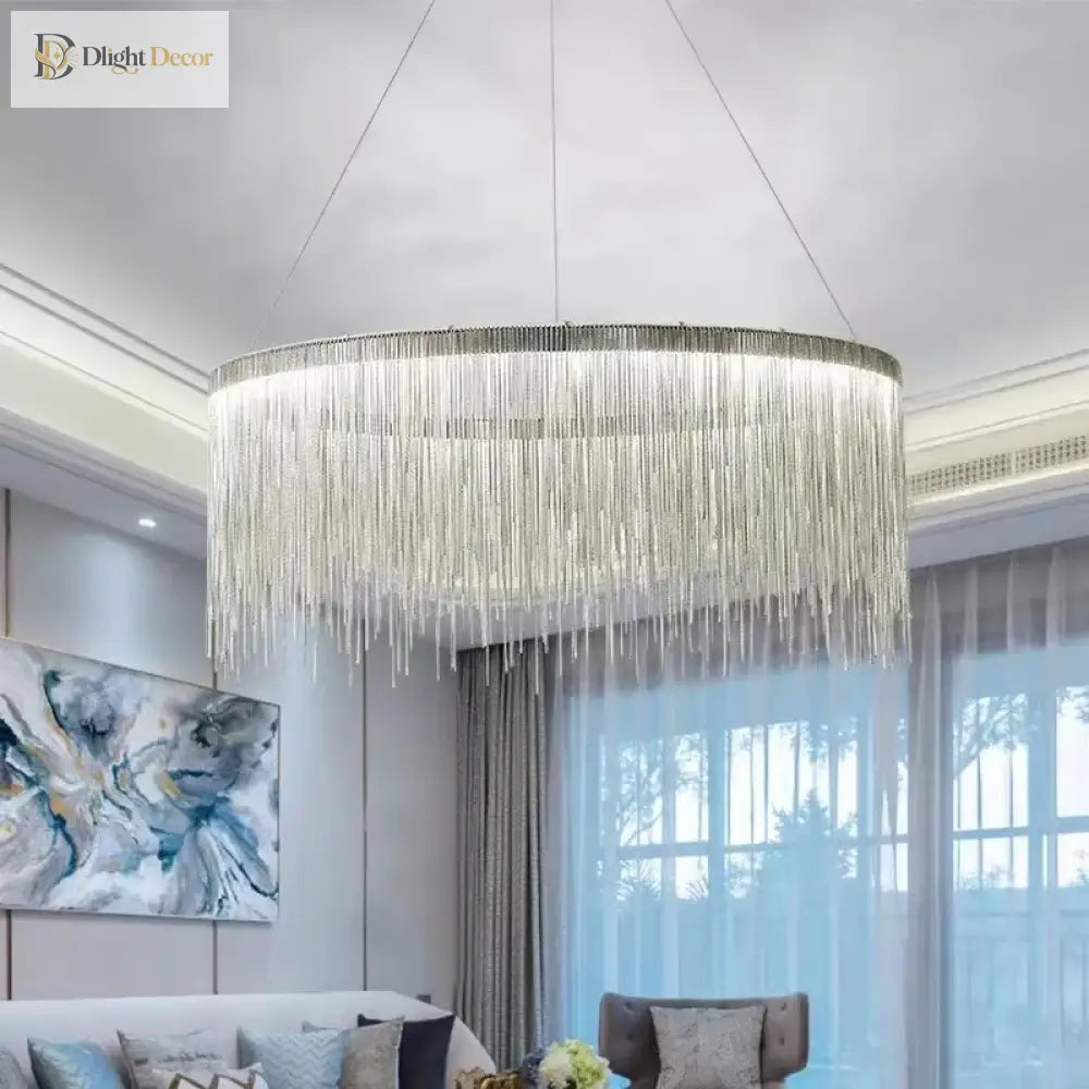 Postmodern Bohemian Chandelier - A Creative Designer Luxury Coffee Tables Light With Tassel Accents