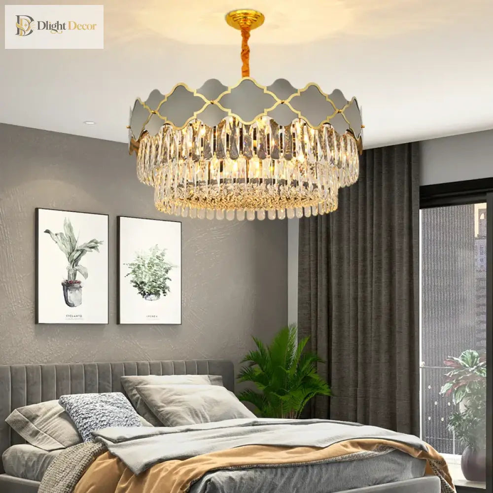 Postmodern Light Stainless Steel Crystal Chandelier - Starry Sky Illumination For Living Dining And