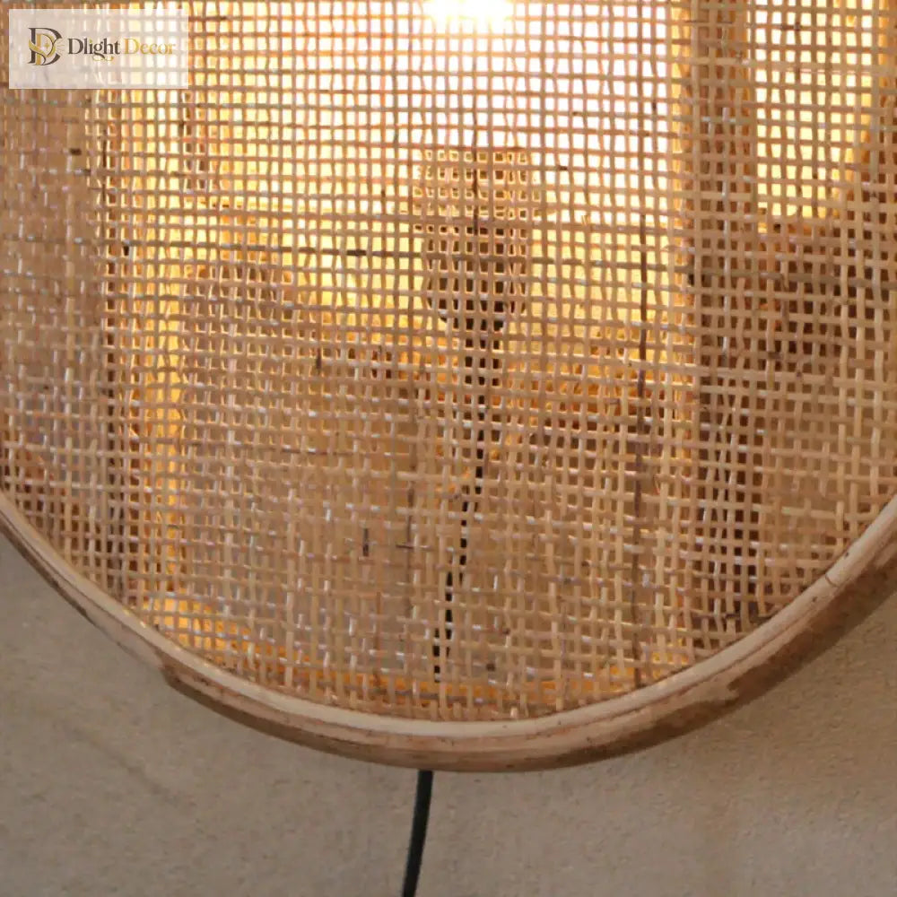 Rattan Wall Lamp - Japanese Bamboo Wood Sconce For Vintage Home Decor Wall Lamp